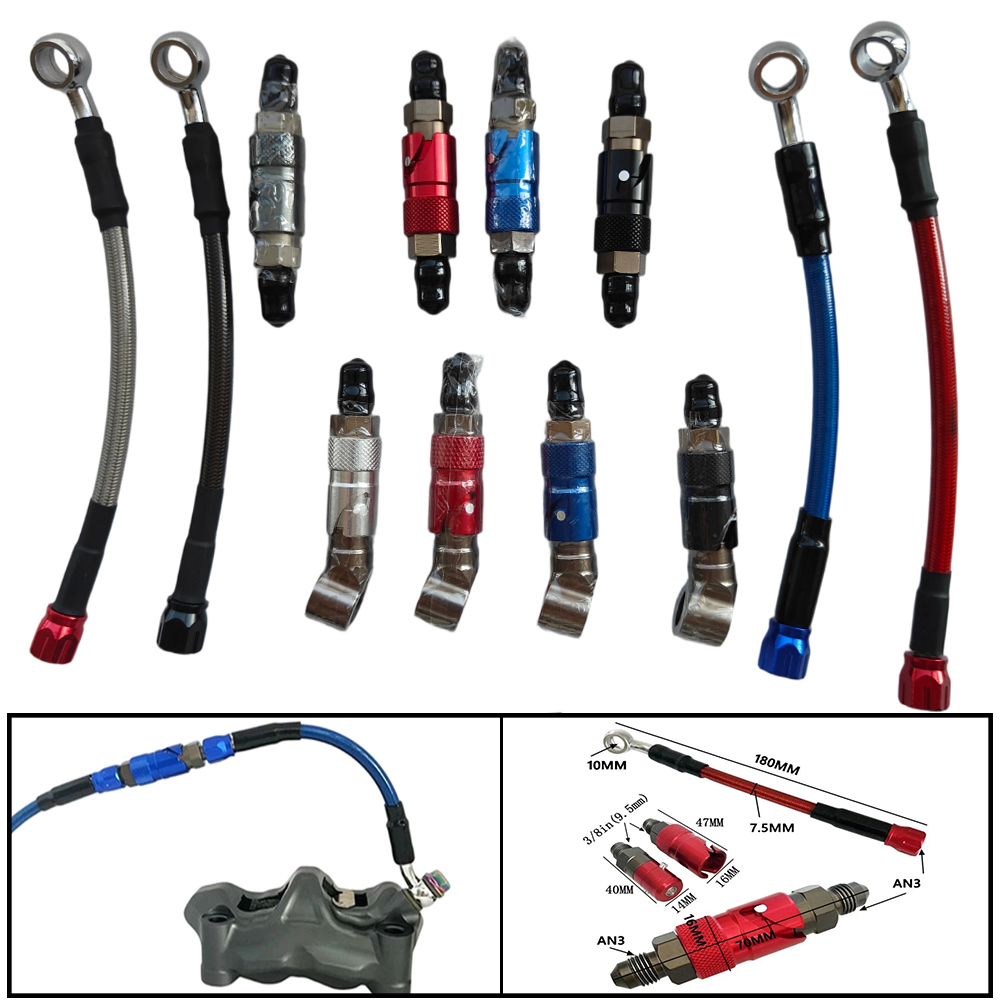 Motorcycle Brake Cable - Motorfiets AN3 Quick Connect remslangadapterkit Gevlochten