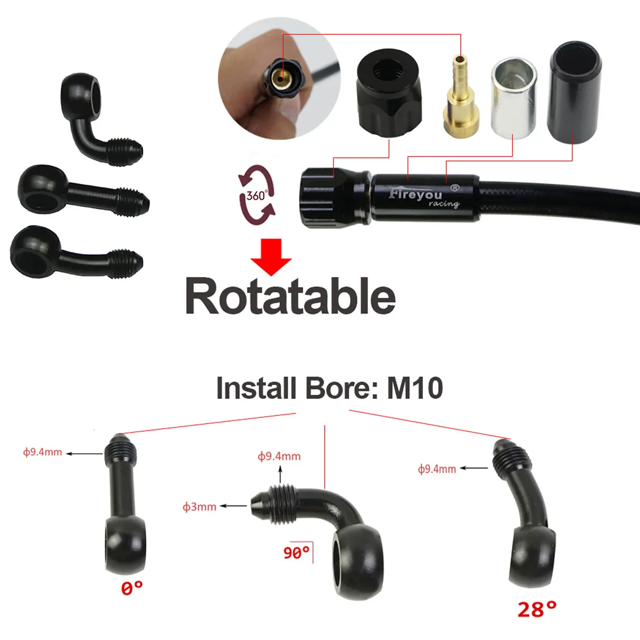 AN3 Gevlochten remslang motorf - Motorcycle Brake Cable recensie en prijs